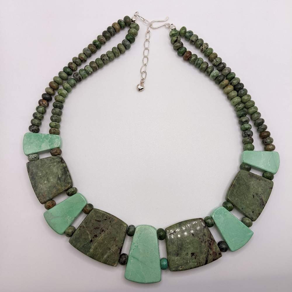 Green Opal and Variscite Gemstone Necklace Jay King - Picture 11 of 12